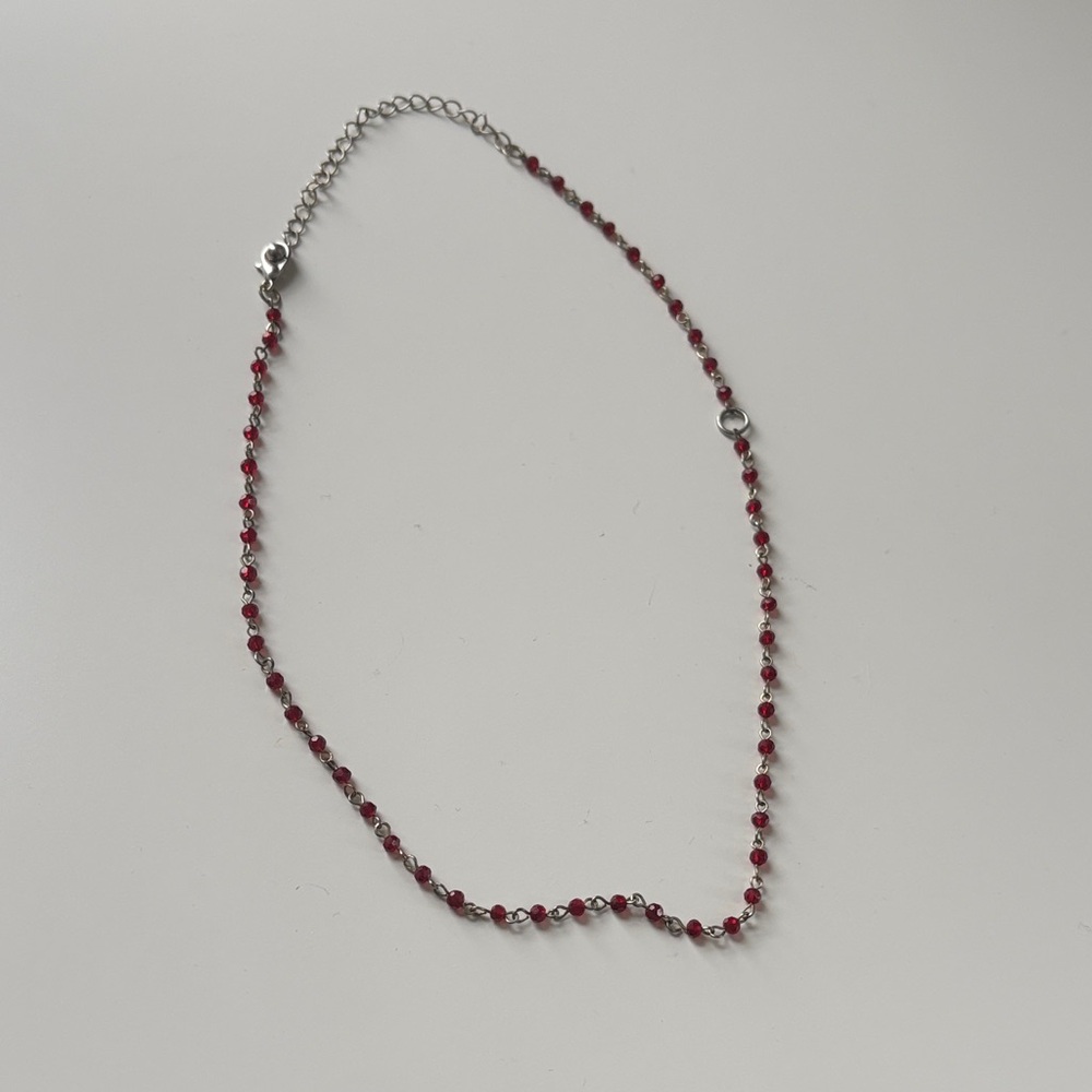 Free People Ruby Red Beaded Necklace